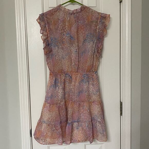 BB DAKOTA • Steve Madden Dreaming Of Waves Ruffle Colorful Leopard Print Dress - Picture 7 of 7